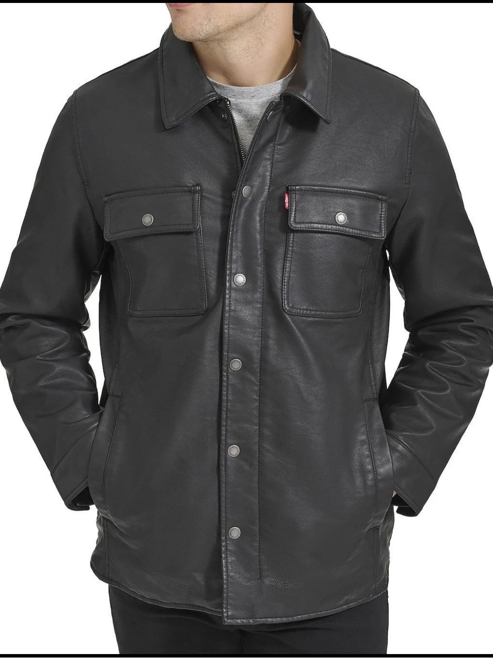 Levi's Men's Vegan Faux Leather Trucker Jacket In Black Sz Xl-see Description